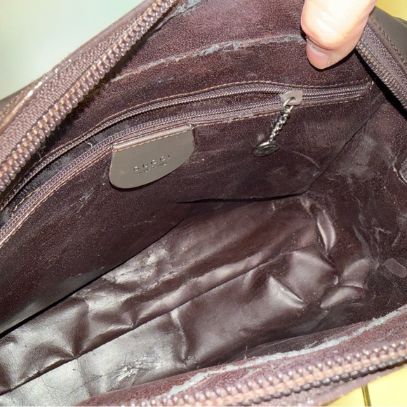 🤎 Vintage Gucci Brown Leather Boston Bag - Oversized Embossed GG Logo - Picture 8 of 12